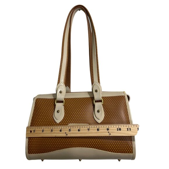 Dooney Bourke Cabrio Leather Perforated Leather Shoulder Bag Polka Dot Tan Beige - Picture 7 of 9